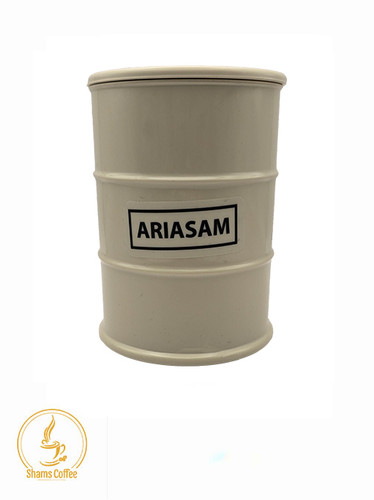 بانک قهوه 250 گرمی طرح بشکه ای رنگ کرم