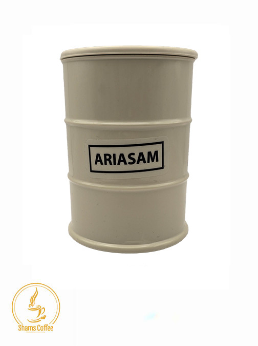 بانک قهوه 250 گرمی طرح بشکه ای رنگ کرم