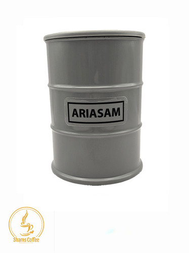 بانک قهوه 250 گرمی طرح بشکه ای رنگ طوسی